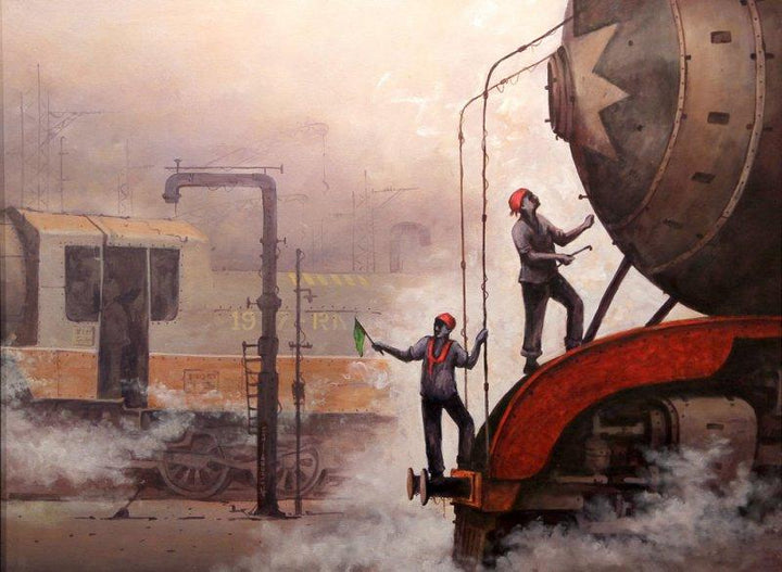 Locomotive10 Painting by Kishore Pratim Biswas | ArtZolo.com