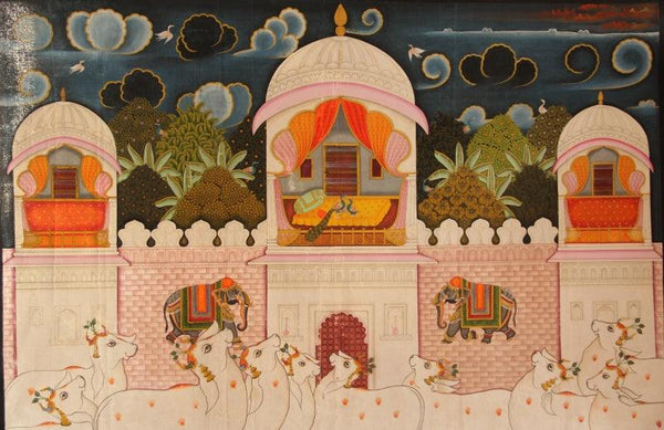 Looking For God Or Rain Pichwai Painting Traditional Art by Yugdeepak Soni | ArtZolo.com