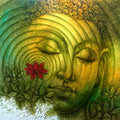 Religious oil painting titled 'Lord Buddha', 48x48 inches, by artist Prince Chand on Canvas