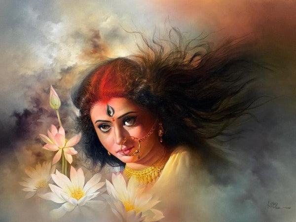 Lord Durga Painting by Amit Bhar | ArtZolo.com