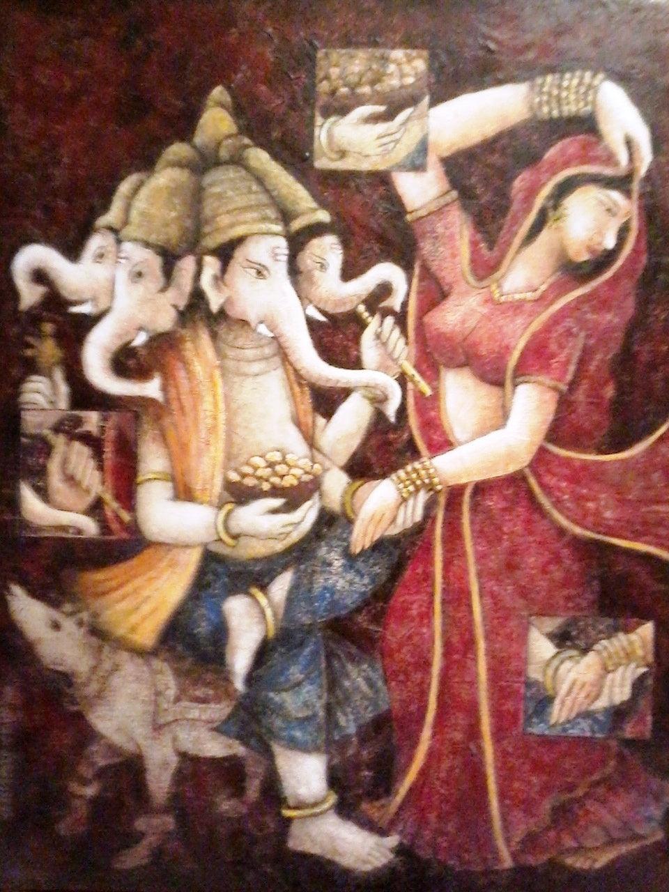 Religious artcontent titled 'Lord Ganesha 3', 20x24 inches, by artist Anirban Seth on Canvas