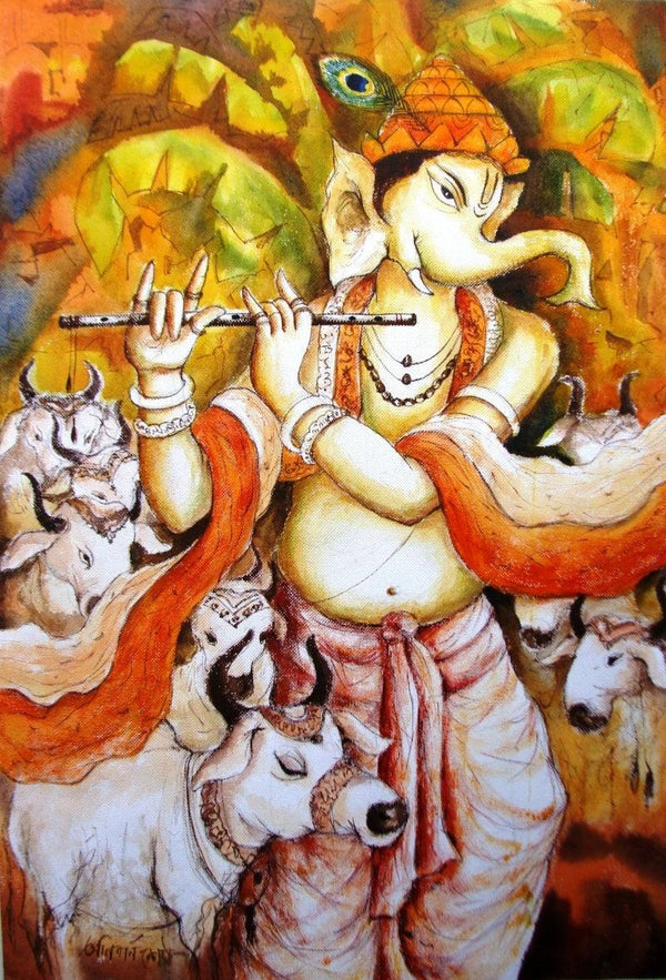 Lord Ganesha 7 Painting by Anirban Seth | ArtZolo.com