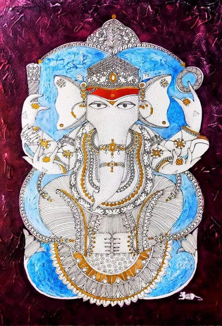 Lord Ganesha Painting by Samik De | ArtZolo.com