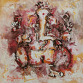 Religious oil painting titled 'Lord Ganesha', 24x24 inches, by artist N S Manoharan on Canvas