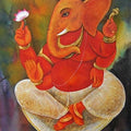 Religious tempera painting titled 'Lord Ganesha', 22x30 inches, by artist Suparna Dey on Paper