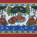 Religious phad traditional art titled 'Lord Ganesha', 12x24 inches, by artist Abhishek Joshi on Handmade Canvas