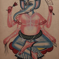 Religious mixed media painting titled 'Lord Ganesha', 11x8 inches, by artist Kalighat Painting on Paper