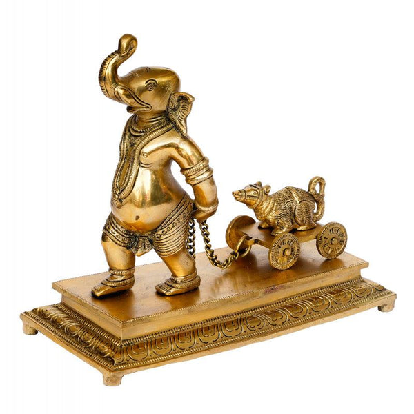 Lord Ganesha Carrying Mushak Cart Handicraft by Brass Handicrafts | ArtZolo.com