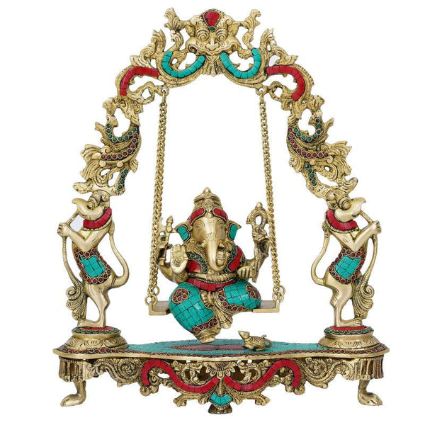 Lord Ganesha On A Swing Handicraft by Brass Handicrafts | ArtZolo.com
