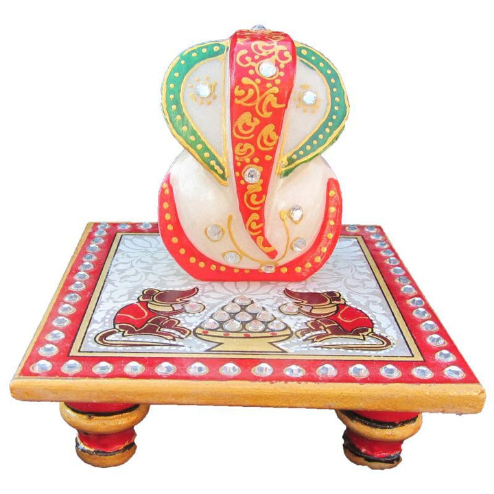Lord Ganesha On Chowki With Rats Handicraft by Ecraft India | ArtZolo.com