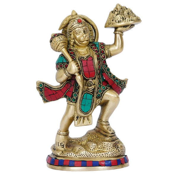 Lord Hanuman Carrying Sanjeevani Mountain Handicraft by Brass Handicrafts | ArtZolo.com