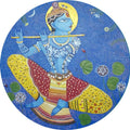 Religious acrylic painting titled 'Lord Krishna 2', 24x24 inches, by artist Bhaskar Lahiri on Canvas