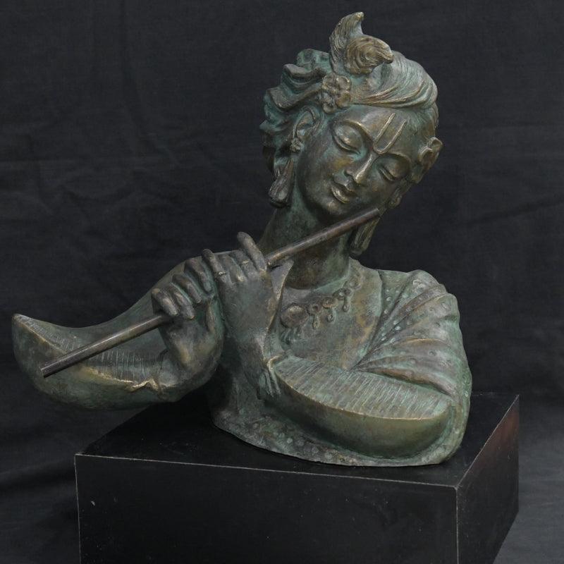 Religious sculpture titled 'Lord Krishna', 21x18x12 inches, by artist Ravi Mishra on Mixedmedia