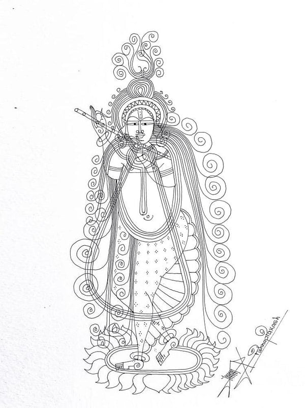 Lord Krishna Drawing by Krishnaprakash Vasant Martand | ArtZolo.com
