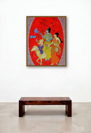 Lord Shiva (The Holy Family) by artist Chetan Katigar displayed in a Scandinavian Reception Area