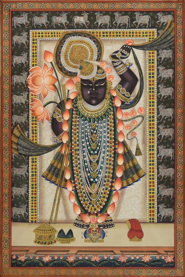 Lord Sreenath Ji Pichwai Art Painting by Artisan | ArtZolo.com