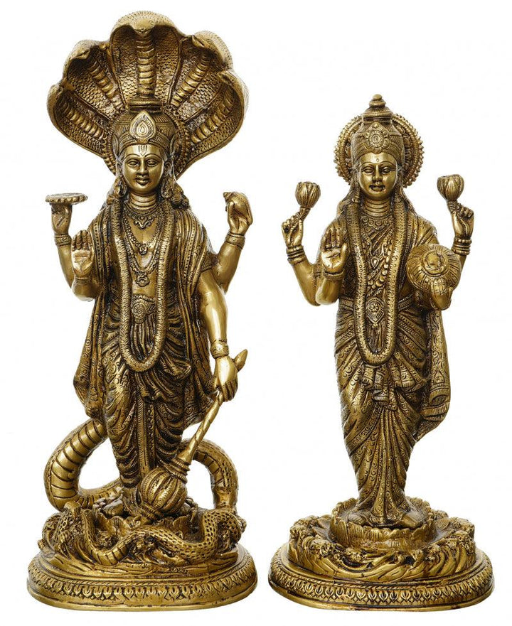 Lord Vishnu And Goddess Laxmi Handicraft by Brass Handicrafts | ArtZolo.com