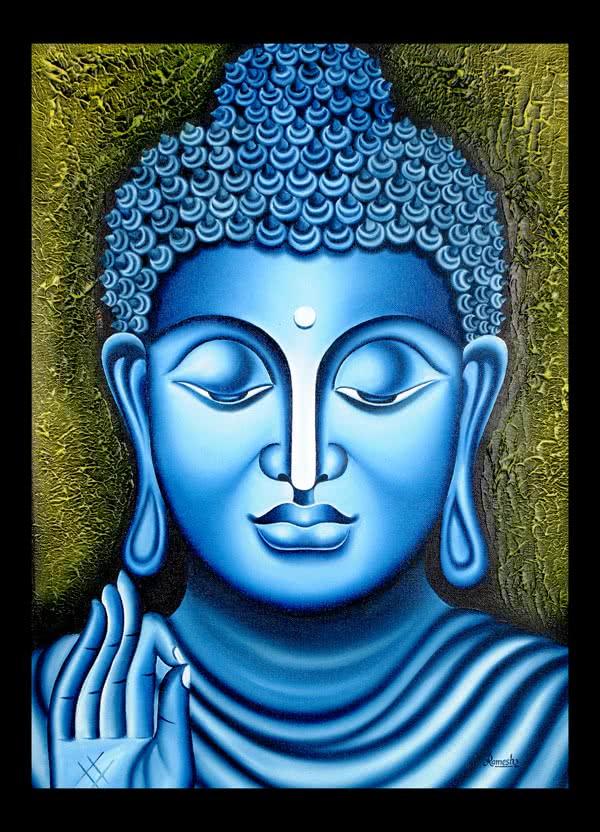 Lord Buddha Painting Figurative Ind Painting by Ramesh | ArtZolo.com