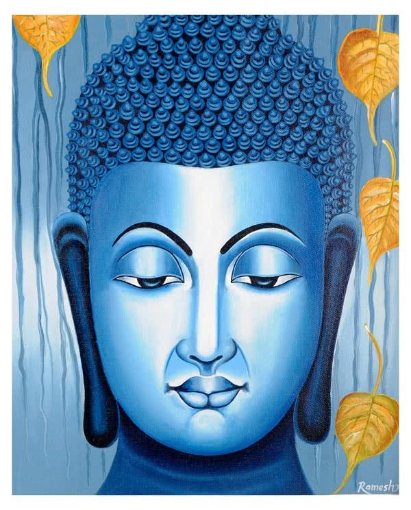 Lord Buddha Painting Figurative Ind Painting by Ramesh | ArtZolo.com