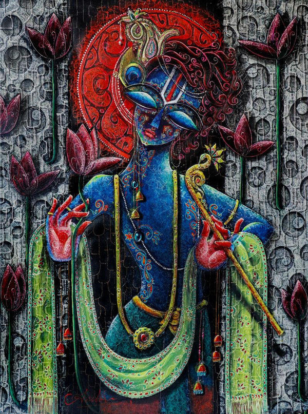 Lord Krishna (Banke Bihari Ji) Painting by Anil K Vishwa | ArtZolo.com