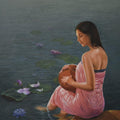 Figurative oil painting titled 'Lotus', 36x48 inches, by artist Kamal Rao on Canvas