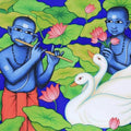 Figurative acrylic painting titled 'Lotus Pond', 36x60 inches, by artist Nitin Ghangrekar on Canvas