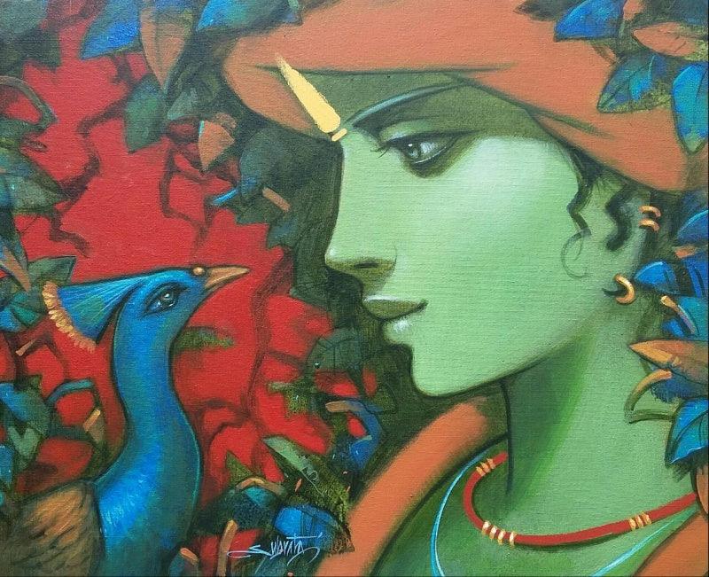 Religious acrylic painting titled 'Love', 24x20 inches, by artist Subrata Das on Canvas