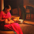Figurative oil painting titled 'Love', 18x24 inches, by artist S  Elayaraja on Canvas