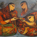 Figurative acrylic painting titled 'Love', 36x48 inches, by artist Ramesh Gujar on Canvas
