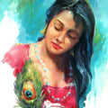 Figurative oil painting titled 'Love', 24x30 inches, by artist Raviraj on Canvas Board