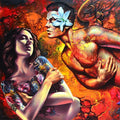Figurative acrylic painting titled 'Love', 36x36 inches, by artist Prashanta Nayak on Canvas