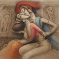 Figurative acrylic painting titled 'Love I', 36x48 inches, by artist Ramesh Pachpande on Canvas