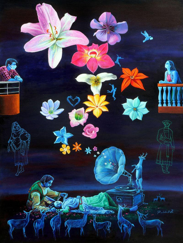 Love In Corona Time 2020 Painting by Rawindra Das | ArtZolo.com