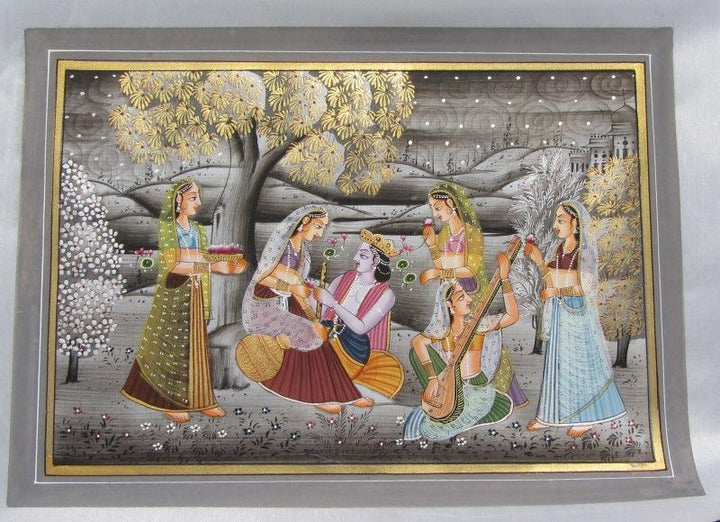 Love Of Radha For Lord Krishna Traditional Art by Unknown | ArtZolo.com
