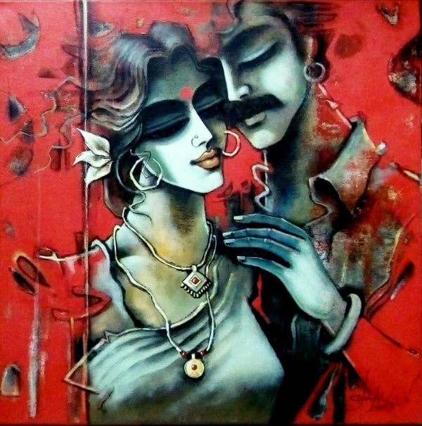 Lovely Couple 03 Painting by Shravan Kumar | ArtZolo.com