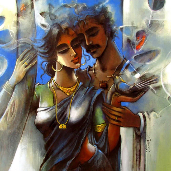 Lovely Couple 2 Painting by Shravan Kumar | ArtZolo.com