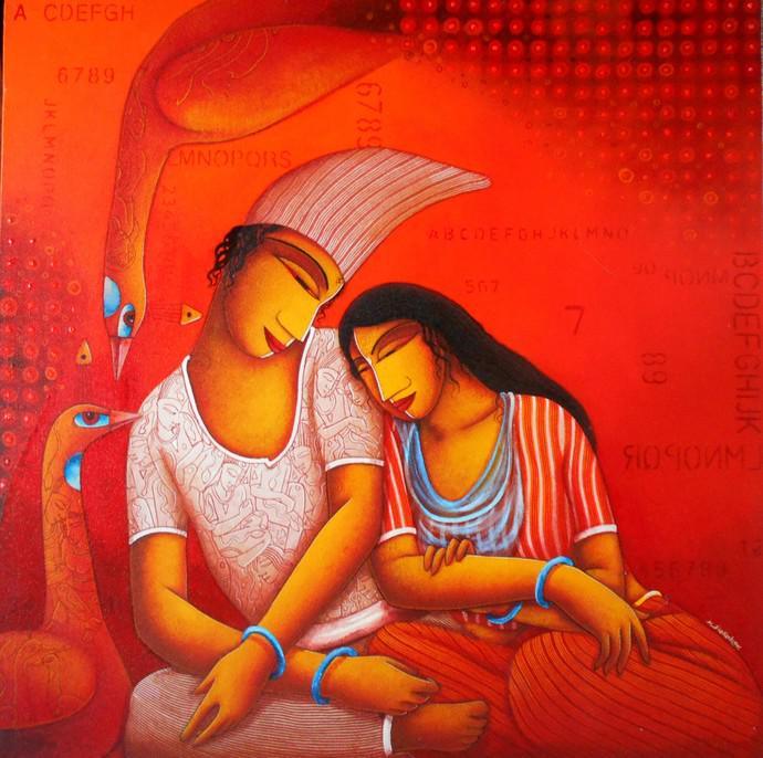 Lovers Painting by Samir Sarkar | ArtZolo.com