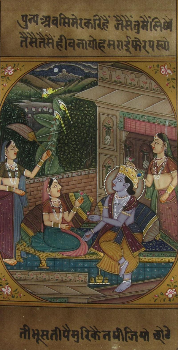 Luxurious Krishna With Radha And Gopis Traditional Art by Unknown | ArtZolo.com
