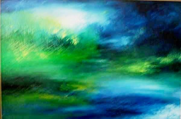 Misty Blue Painting by Shuchi Khanna | ArtZolo.com