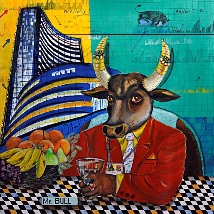 Mr Bull Painting by Arun K Mishra | ArtZolo.com