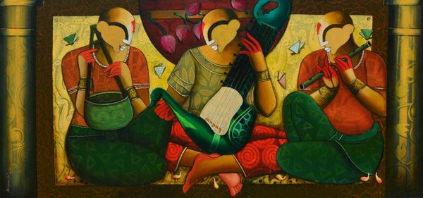 Musical Minds In Conversation Painting by Anupam Pal | ArtZolo.com