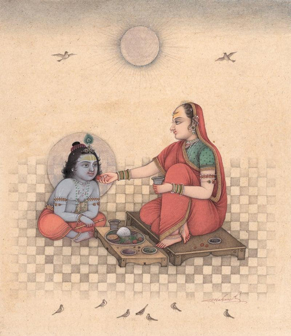 Maa Yashoda And Krishna 1 Painting by Mahaveer Swami | ArtZolo.com