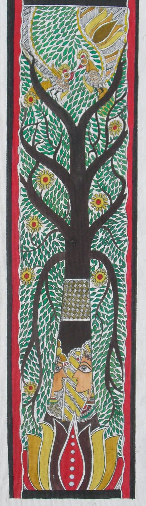 Madhubani Tree Of Life Painting by Parboni Royghosh | ArtZolo.com