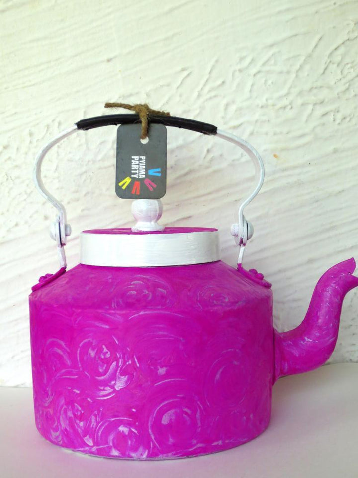 Magenta Magic Textured Tea Kettle Handicraft by Rithika Kumar | ArtZolo.com
