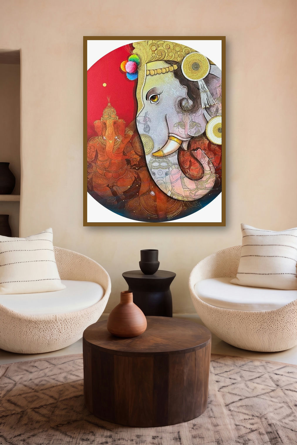Mahaganapati (Gaze) by artist Sachin Kharat displayed in a Museum Style gallery