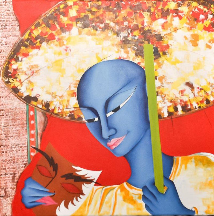 Man With Mask Painting by Deepali Mundra | ArtZolo.com