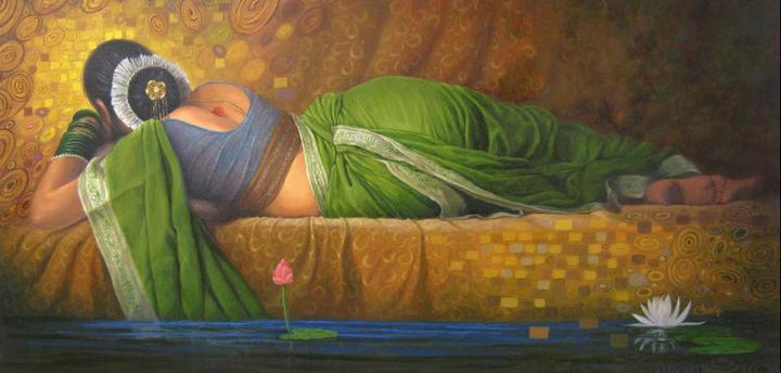 Marathi Woman Painting by Baburao (Amit) Awate | ArtZolo.com