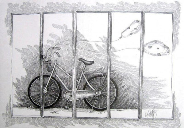 Mari Cycle Painting by Raj Nandini R | ArtZolo.com
