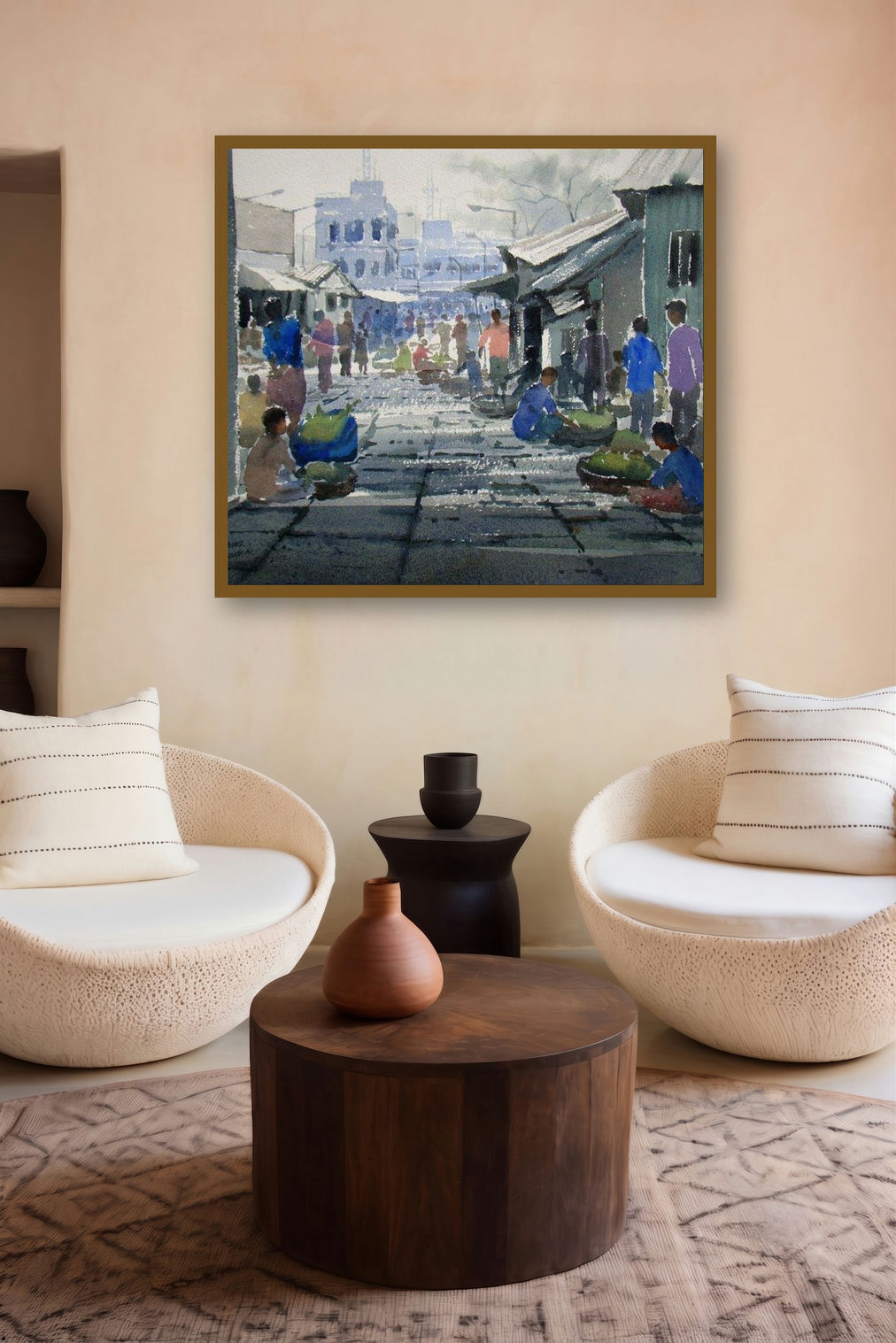 Market (A Day at the Market) by artist Jiaur Rahman displayed in a Curated gallery