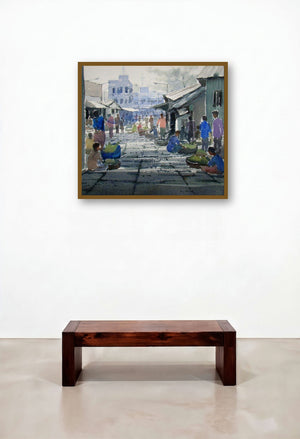 Market (A Day at the Market) by artist Jiaur Rahman displayed in a Scandinavian Family Room